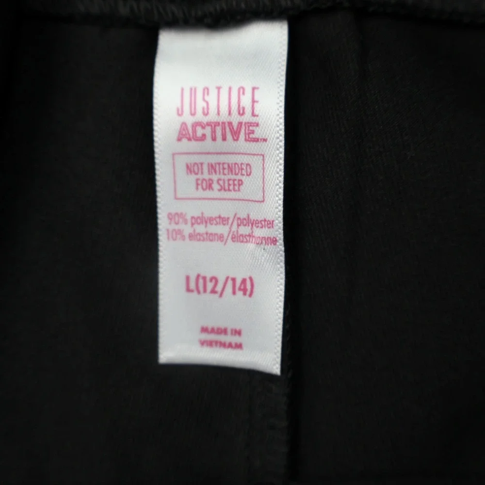 Justice Active Leggings Kids Size L 12/14 Black New High Waist 4-Way Stretch